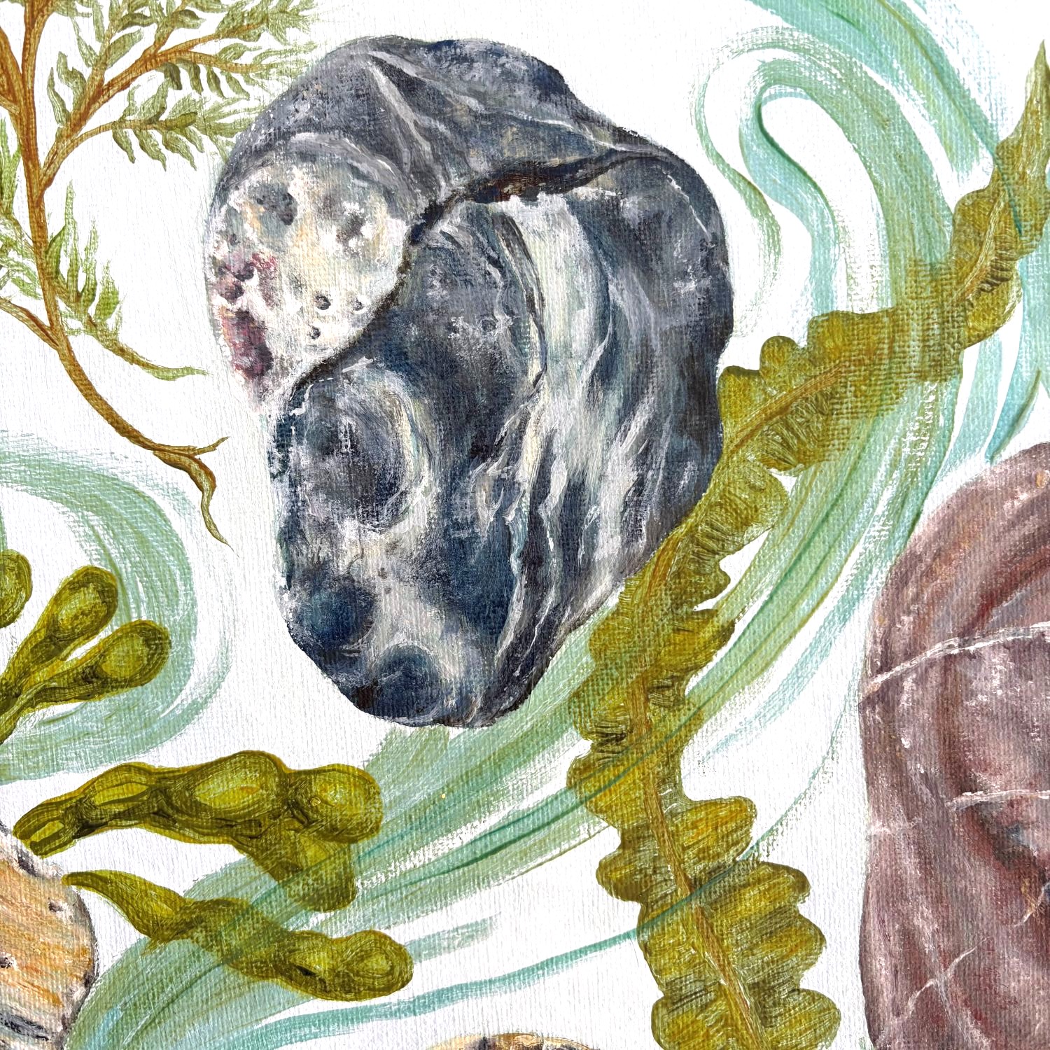 Holcombe Beach Finds Painting by Clare Jenkinson