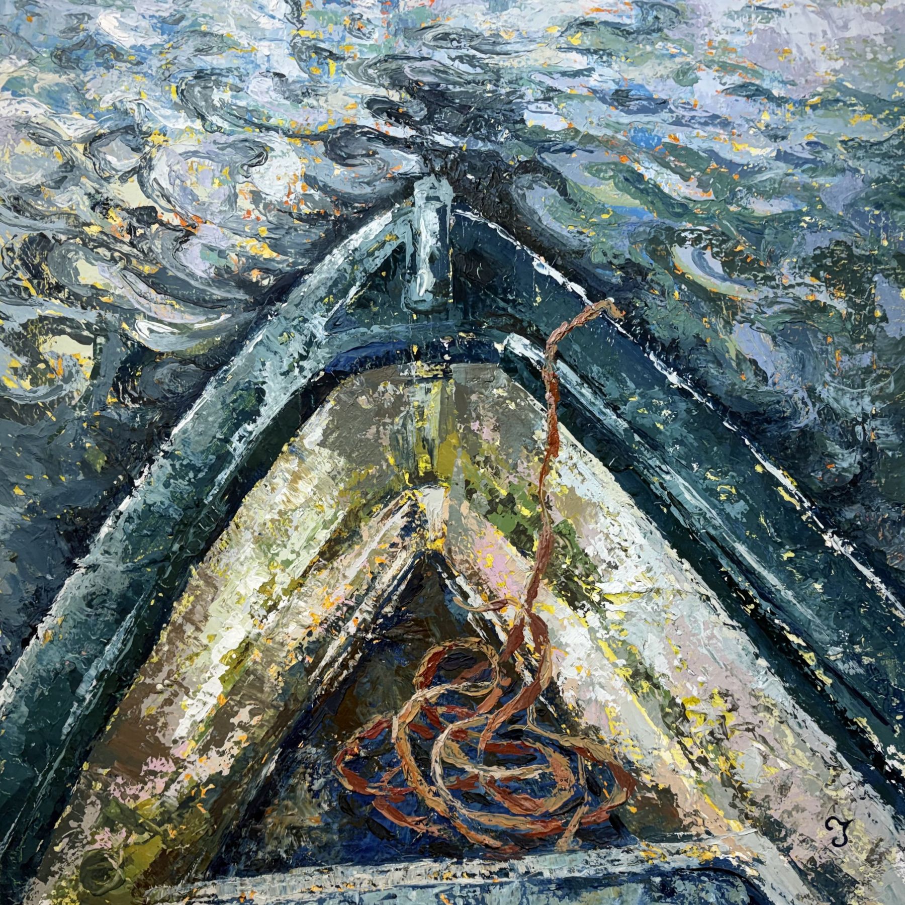 out-on-the-teign-oil-painting-voyage-art-3 Boat on Out On The Teign Oil Painting
