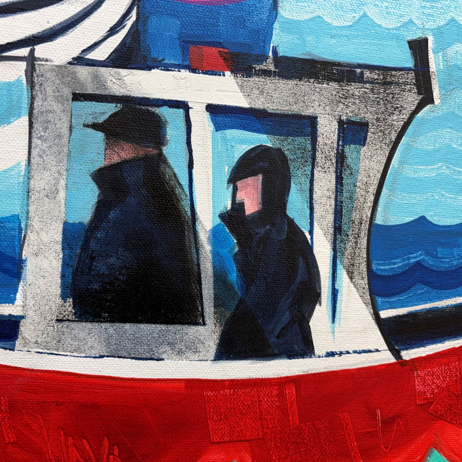 Boats in Teignmouth - Semi-abstract Acrylics Painting by Tony Homer - Image 2