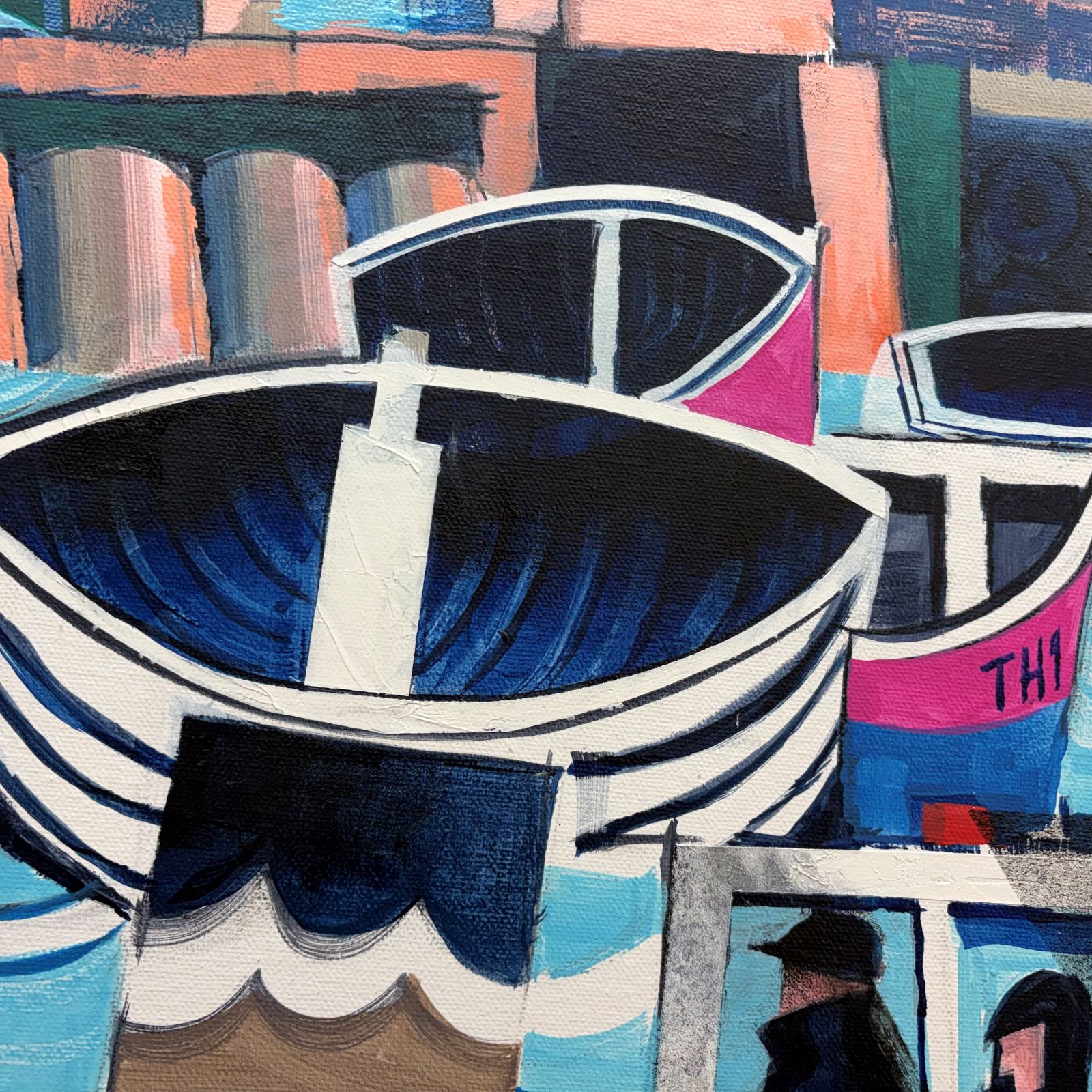 Boats in Teignmouth - Semi-abstract Acrylics Painting by Tony Homer - Image 4