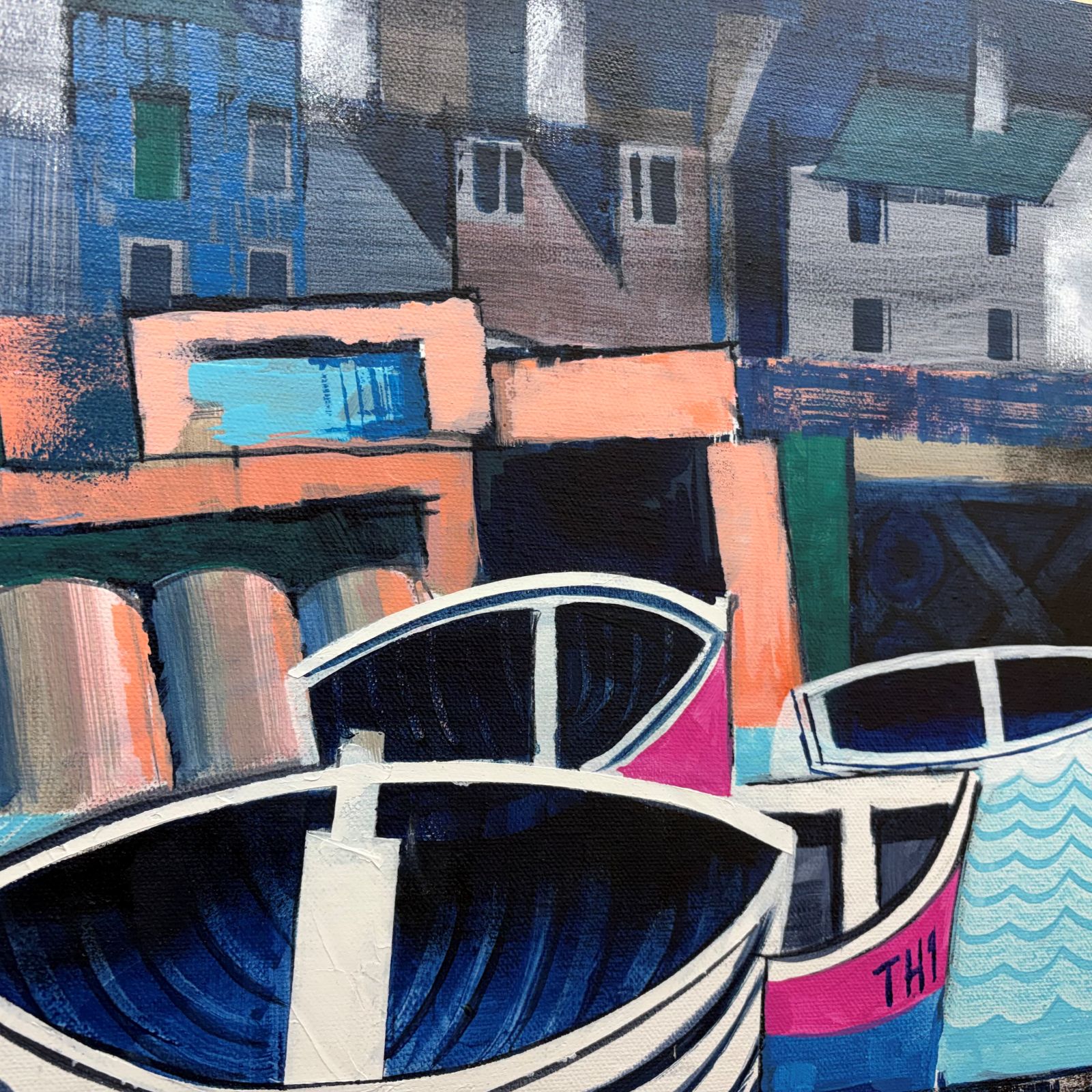 Boats in Teignmouth - Semi-abstract Acrylics Painting by Tony Homer - Image 5