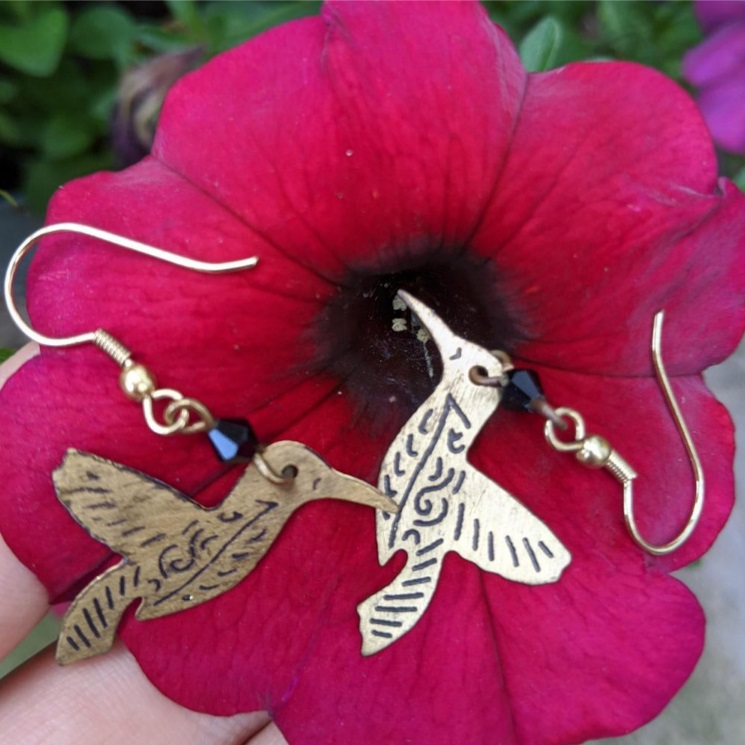 Golden Hummingbird Earrings