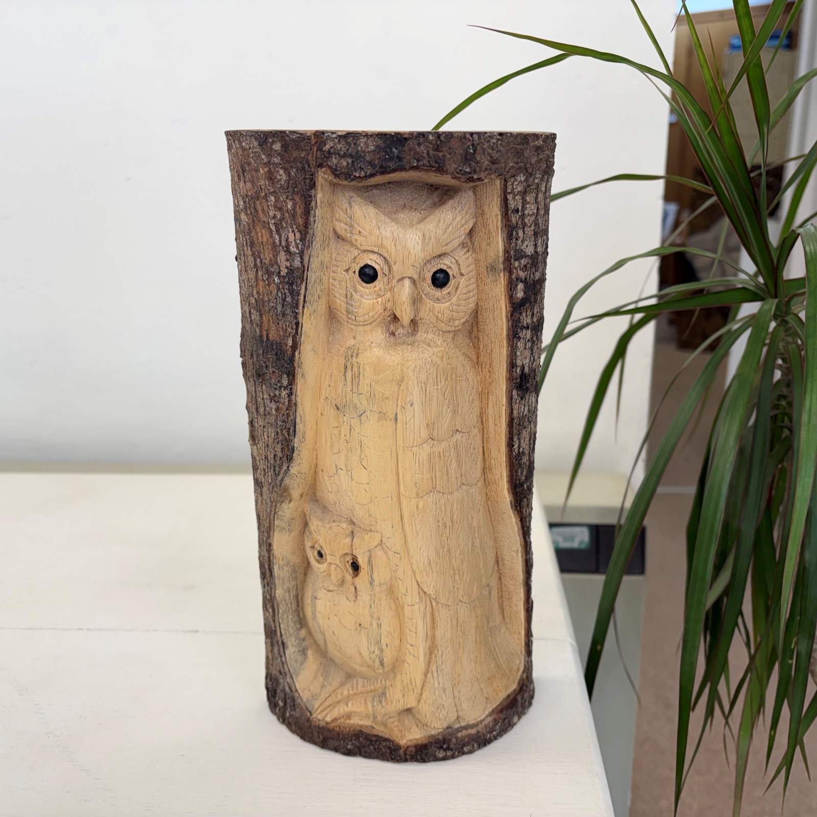 Hand Carved Wooden Owl Ornament