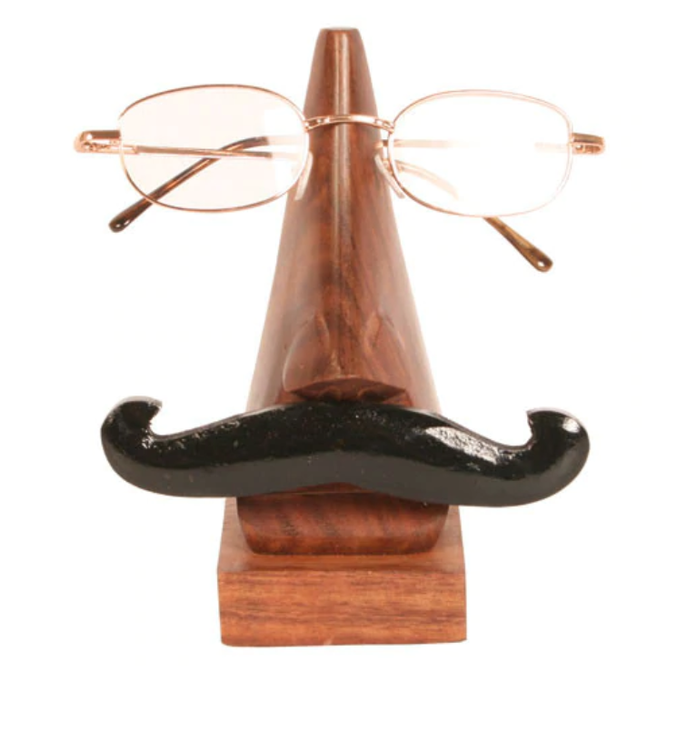 Wooden Men’s Moustache Glasses Stand