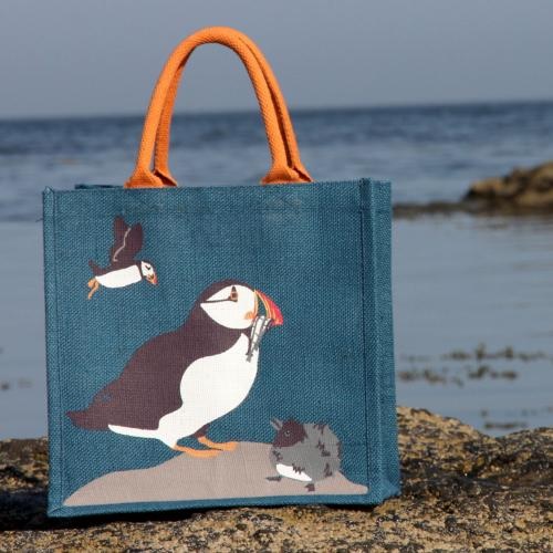 Puffin Jute Shopping Bag