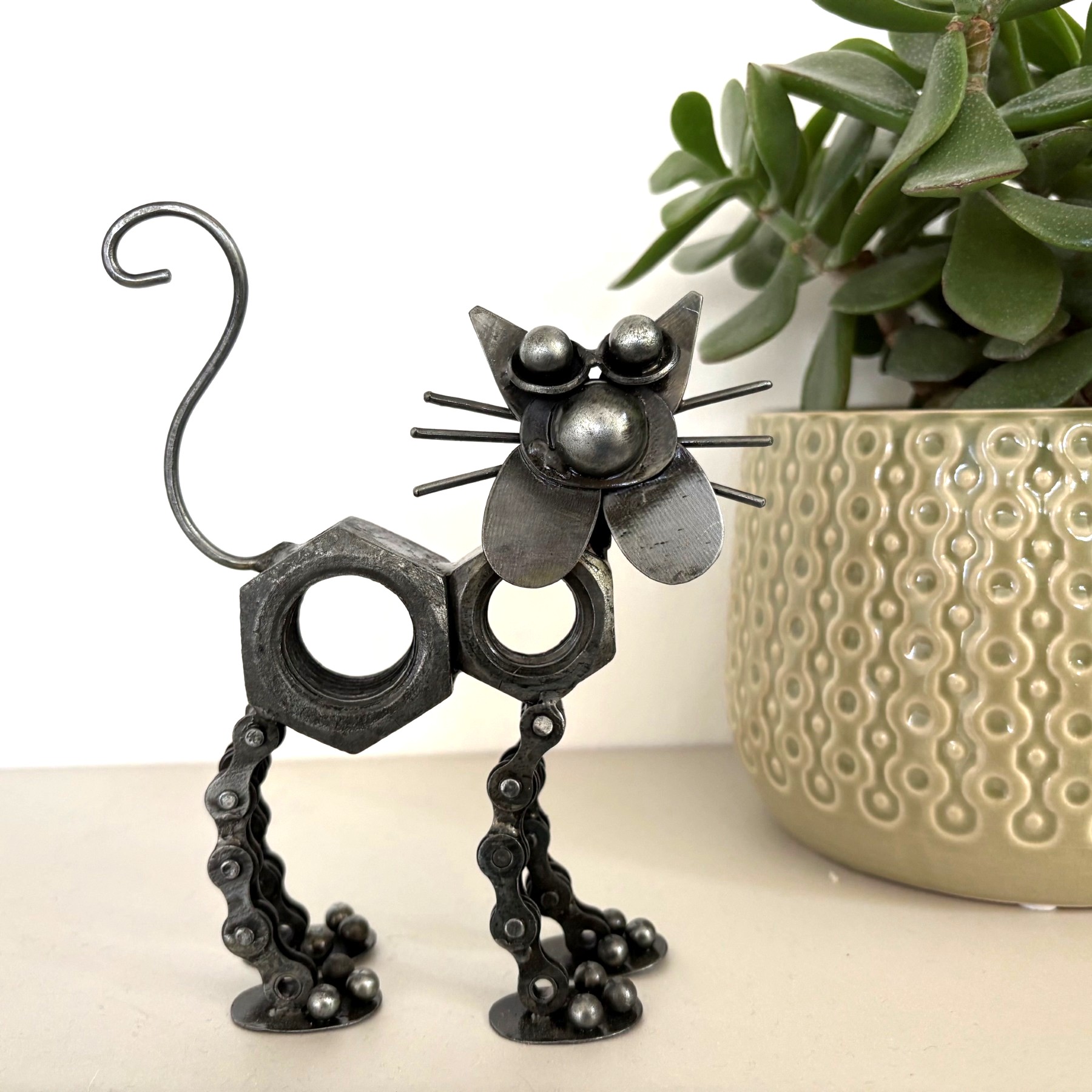 Recycled Metal Cat Ornament