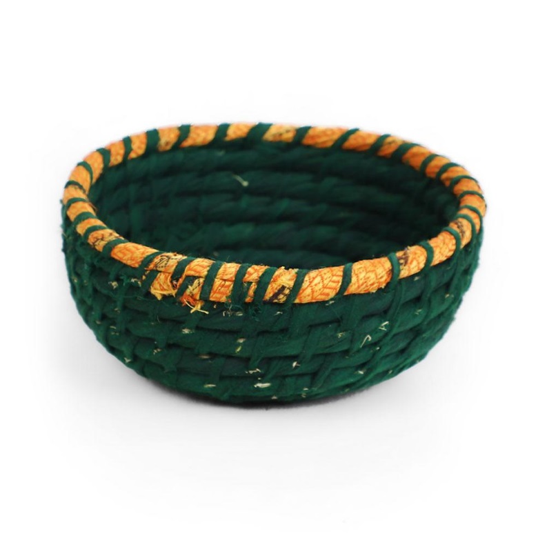 Green Sari Round Bowl