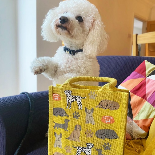 Small Dogs Jute Shopping Bag with Dog