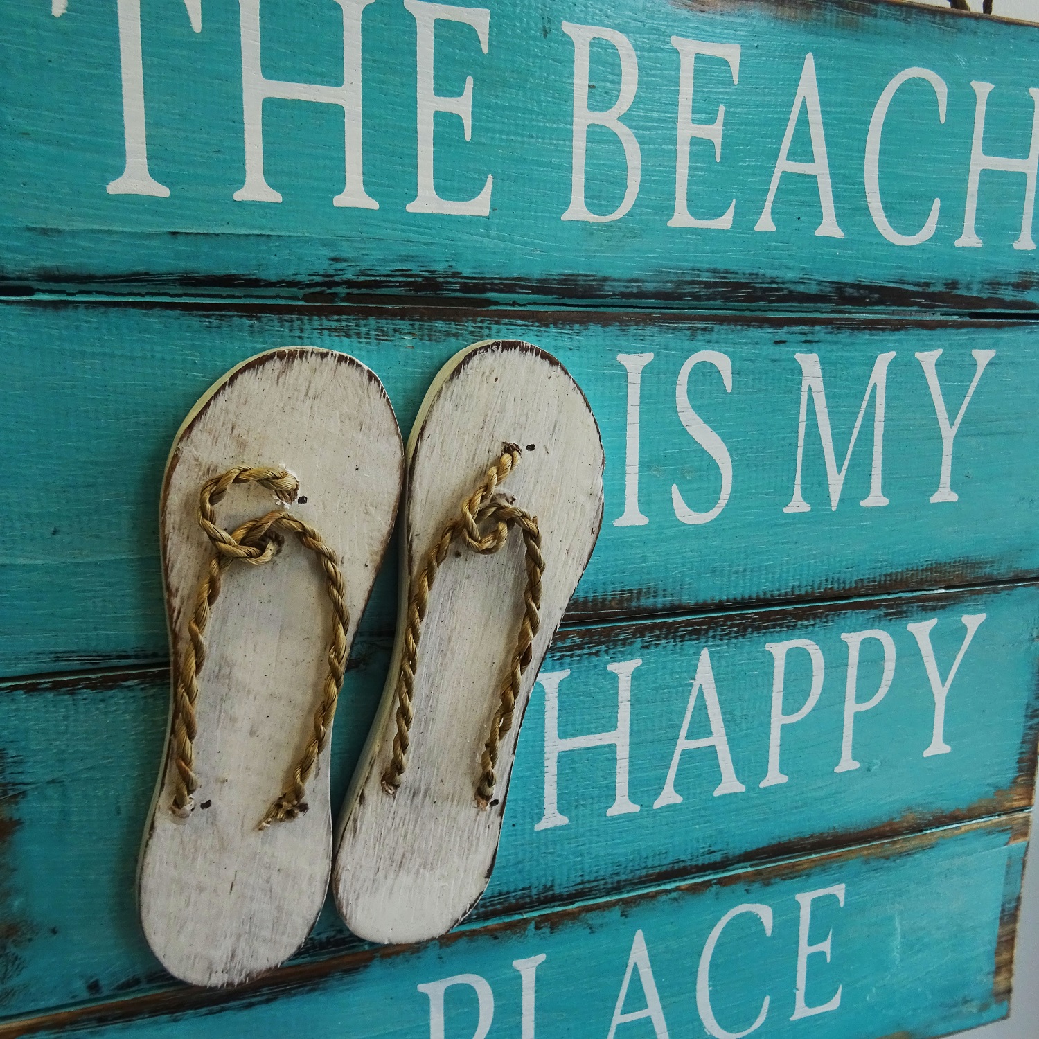 Wooden Beach Is My Happy Place Hanging Sign