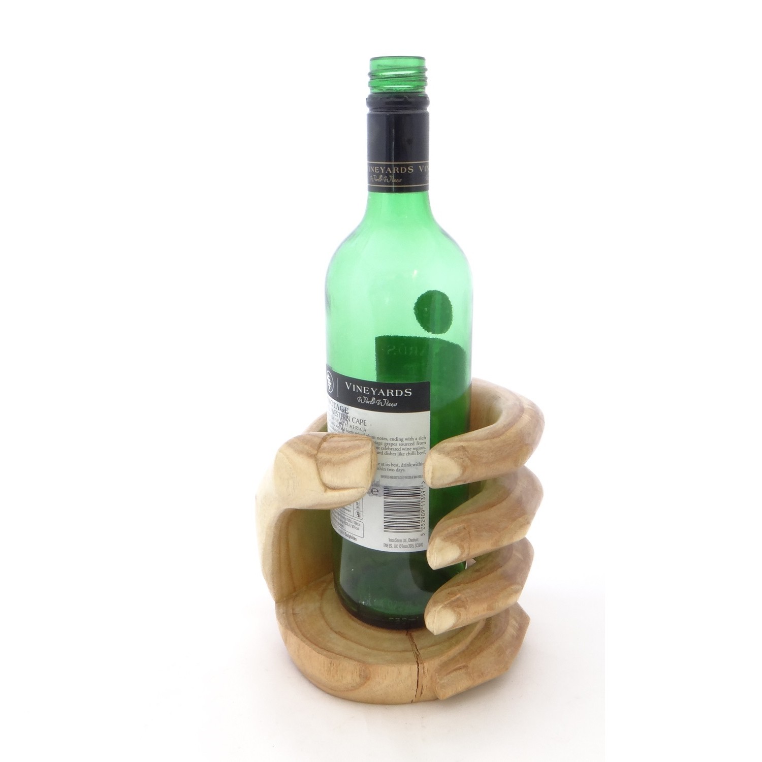 Hand Carved Wooden Hand Wine Bottle Holder - Image 3