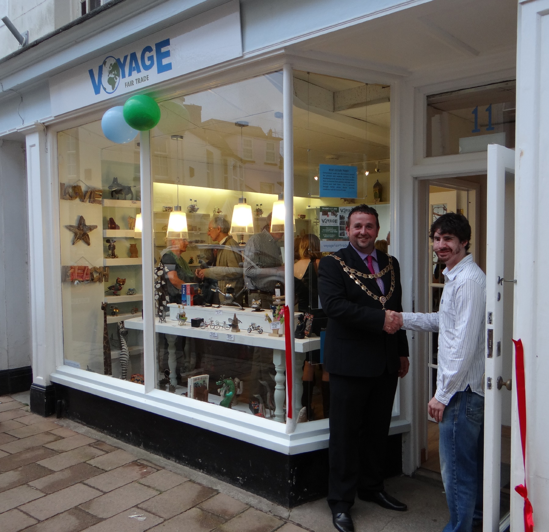 Sam Birtwistle & Teignmouth Mayor opening his first shop at 11 Northumberland Place, Teignmouth